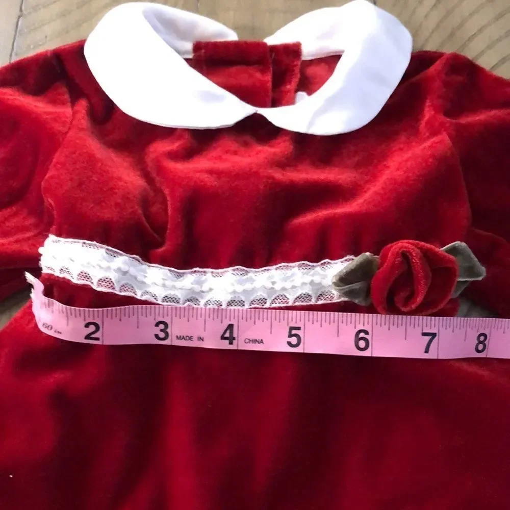 Vintage Sophie Rose 🌹 Velour Tie Back Dress 👗 with Lace Trim, satin collar,